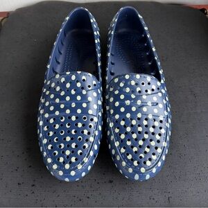 Navy Polka Dot Rubber Loafers